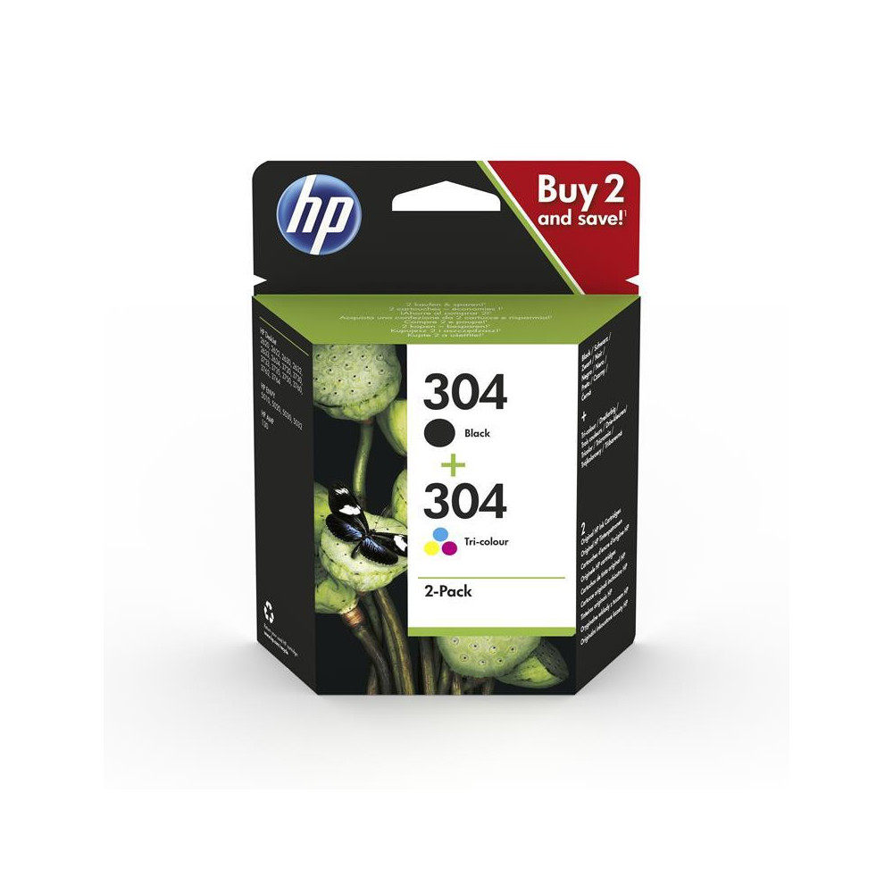 HP 304 2-PACK (3JB05AE) - BLACK + TRI-COLOR - CARTUCCIA ORIGINALE