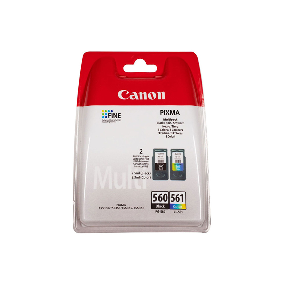 CANON PG-560 BK + CL-561 TRI-COLOR (3713C006) - CARTUCCIA ORIGINALE MULTIPACK