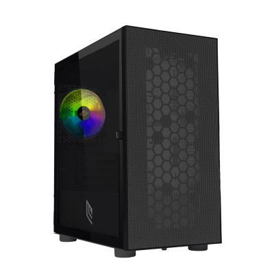 NOUA FOBIA L7 - CASE MINI TOWER BLACK - PANNELLO VETRO CON CHIUSURA MAGNETICA - FRONTALE MESHATO - VENTOLA RGB - DISSIPAZIONE LI