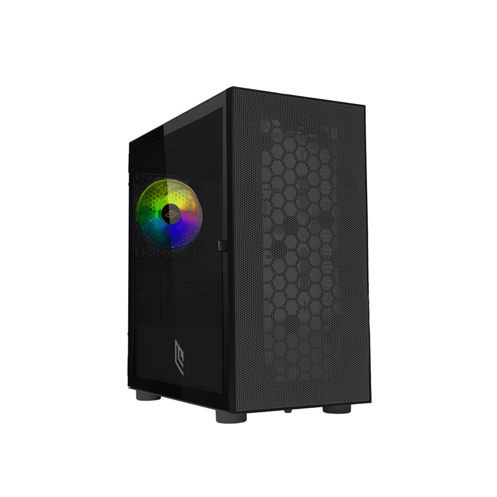 NOUA FOBIA L7 - CASE MINI TOWER BLACK - PANNELLO VETRO CON CHIUSURA MAGNETICA - FRONTALE MESHATO - VENTOLA RGB - DISSIPAZIONE LI