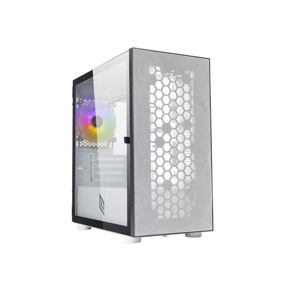 NOUA FOBIA L8 - CASE MINI TOWER WHITE - PANNELLO VETRO CON CHIUSURA MAGNETICA - FRONTALE MESHATO - VENTOLA RGB - DISSIPAZIONE LI