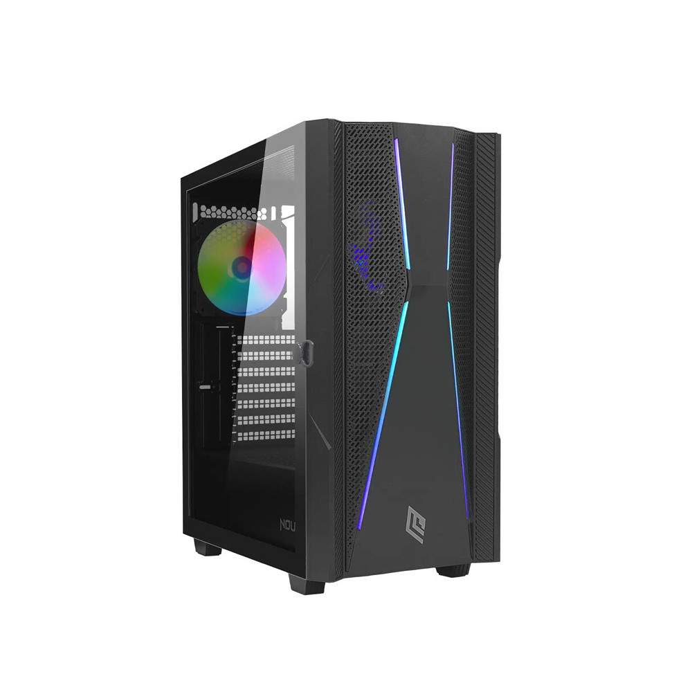 NOUA DIAMOND C101 - CASE MID TOWER - NERO - PANNELLO VETRO TEMPERATO - VENTOLA ARGB - STRIP LED