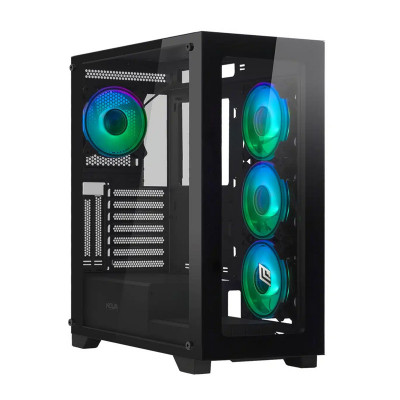 NOUA IRON V101 - CASE TOWER - NERO - 4 VENTOLE ARGB - PANNELLO VETRO TEMPERATO - SUPPORTA DISSIPAZIONE A LIQUIDO