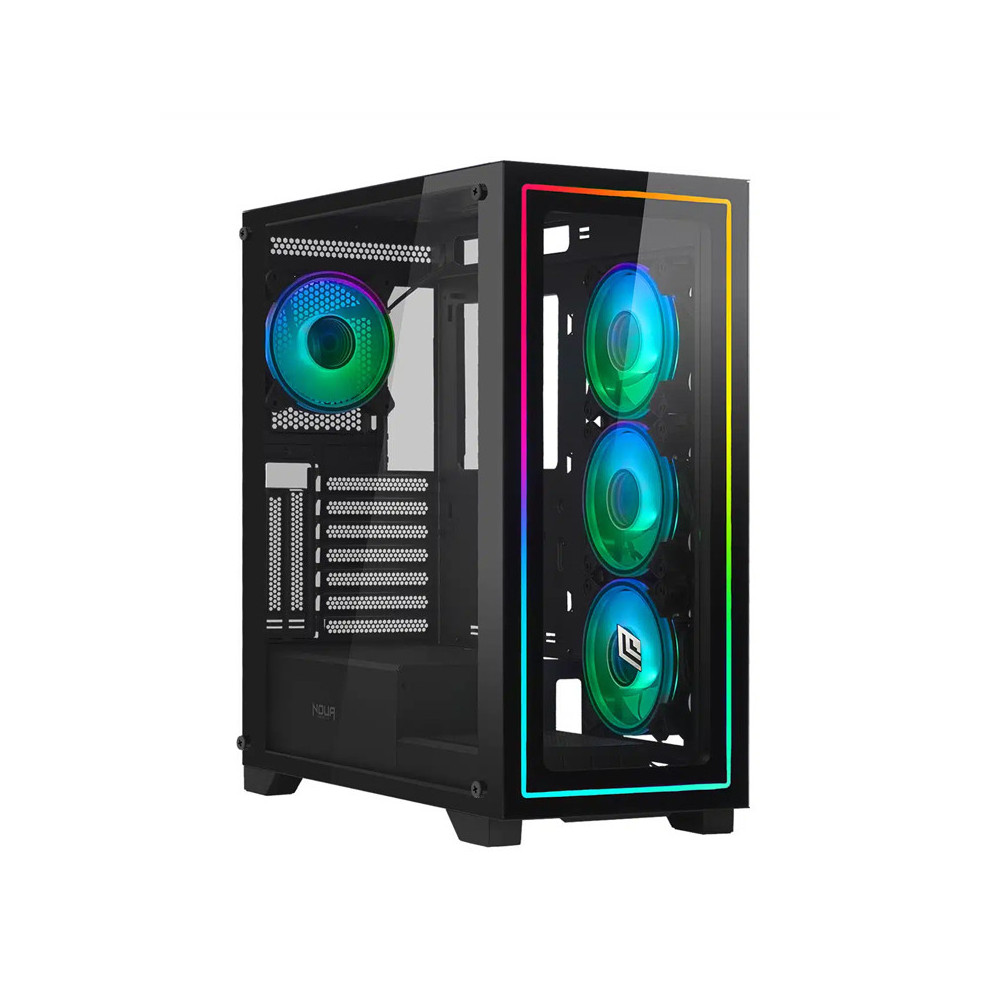 NOUA IRON V111 - CASE TOWER -  NERO - 4 VENTOLE ARGB - STRIP LED - SUPPORTA DISSIPAZIONE A LIQUIDO