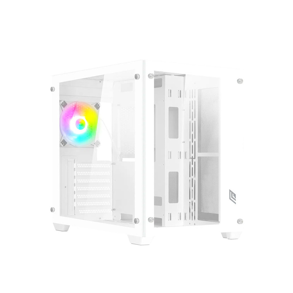 NOUA VISION Z111 - CASE MID TOWER - BIANCO - DOPPIA CAMERA - FRONTALE E SIDE IN VETRO - VENTOLA ARGB