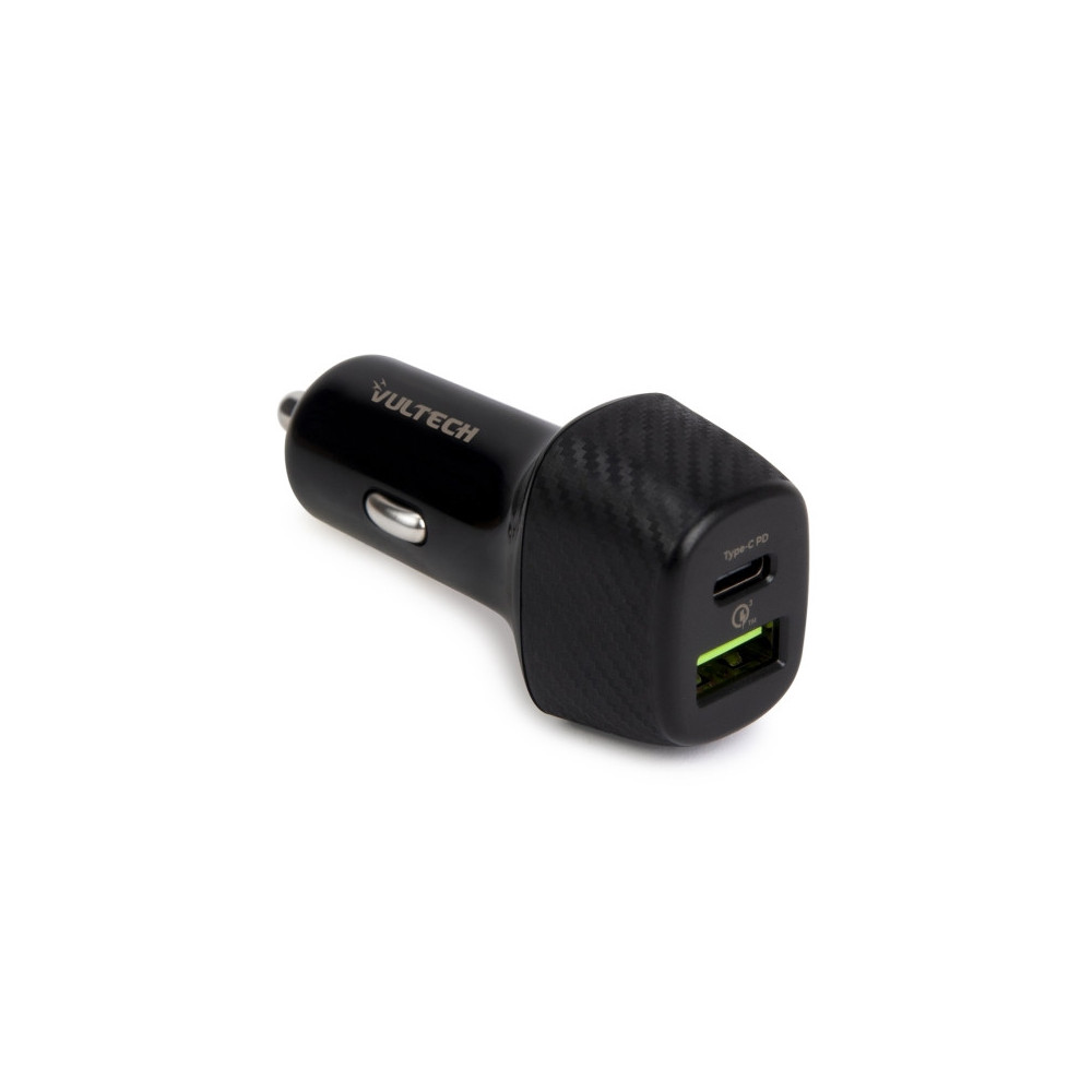 VULTECH CA-3QP - CARICATORE DA AUTO CON USB (18W) E TYPE C (27W) QUICKCHARGE 3.0 PD (MAX 45W)