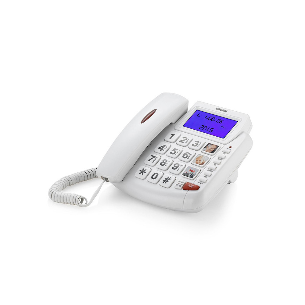 BRONDI BRAVO 90 LCD (BIANCO) - TELEFONO CORDED - LCD - TASTI GRANDI - VIVAVOCE - AUDIO BOOST