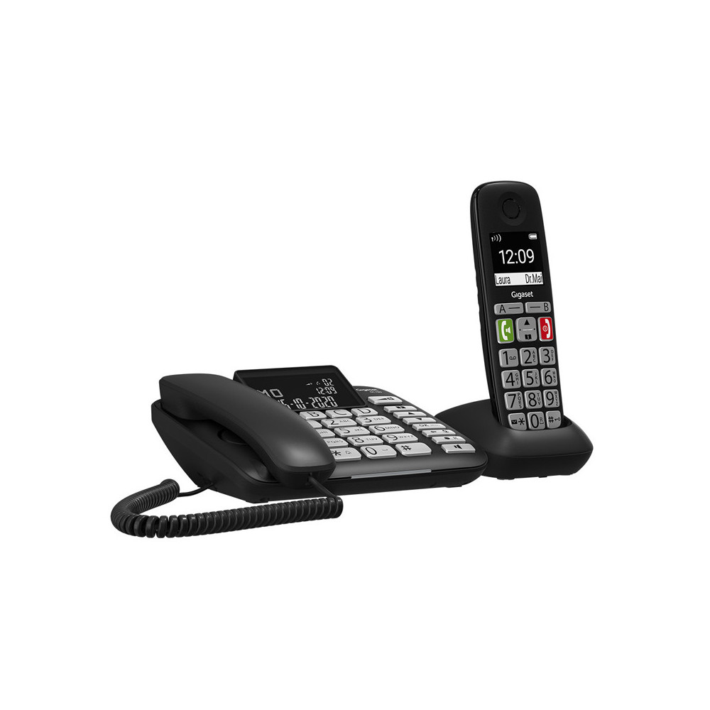 GIGASET DL780 PLUS (NERO) - TELEFONO CORDLESS + CORDED - MAXI DISPLAY - VIVAVOCE - TASTI GRANDI