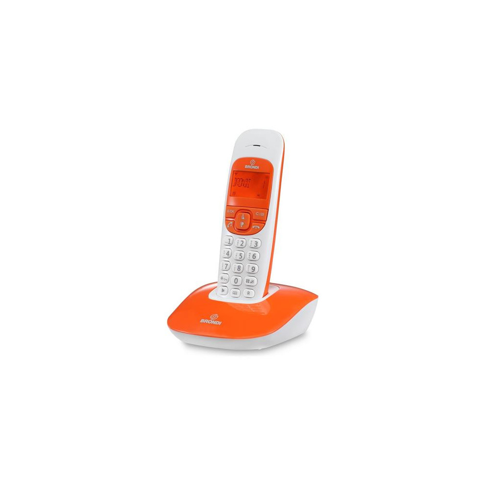 BRONDI NICE (BIANCO/ARANCIO) - TELEFONO CORDLESS - VIVAVOCE - ECO DECT - SVEGLIA