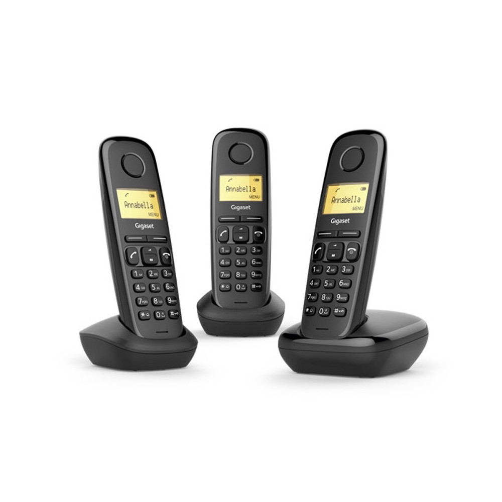 GIGASET A170 TRIO (NERO) - TELEFONO CORDLESS TRIPLO - FUNZIONE SVEGLIA