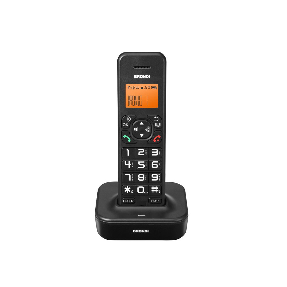 BRONDI BRAVO STAR (NERO) - TELEFONO CORDLESS - VIVAVOCE - TASTI GRANDI