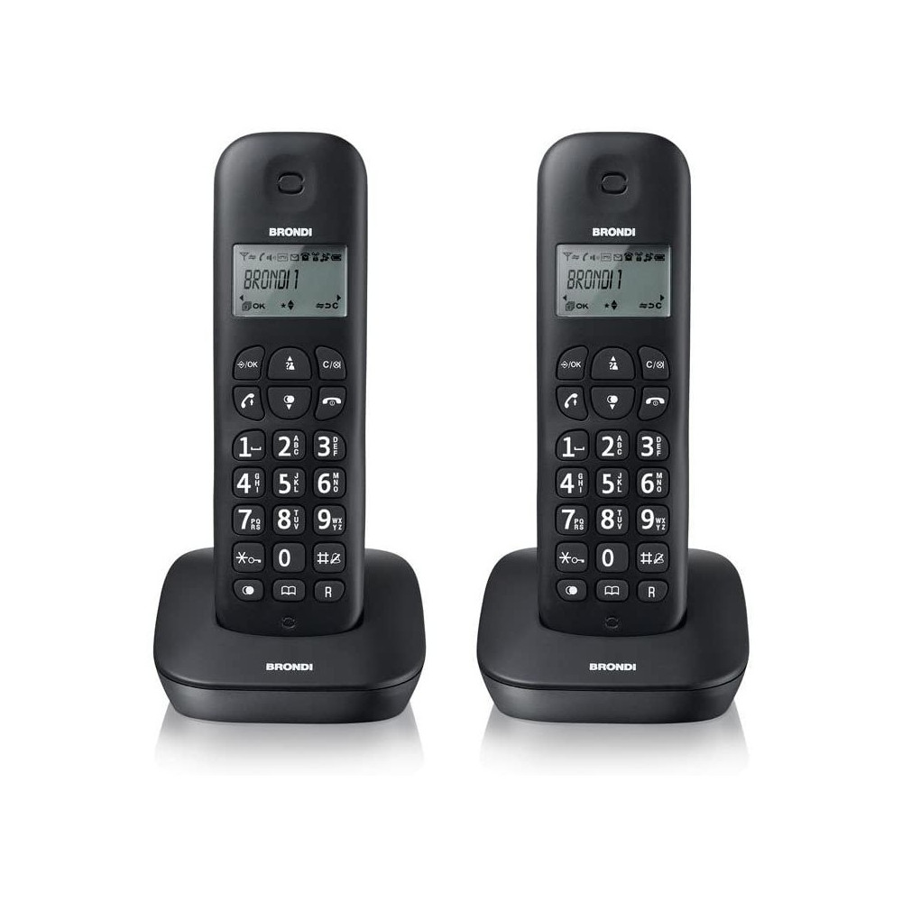 BRONDI GALA TWIN (NERO) - TELEFONO CORDLESS DOPPIO - ECO DECT - SVEGLIA