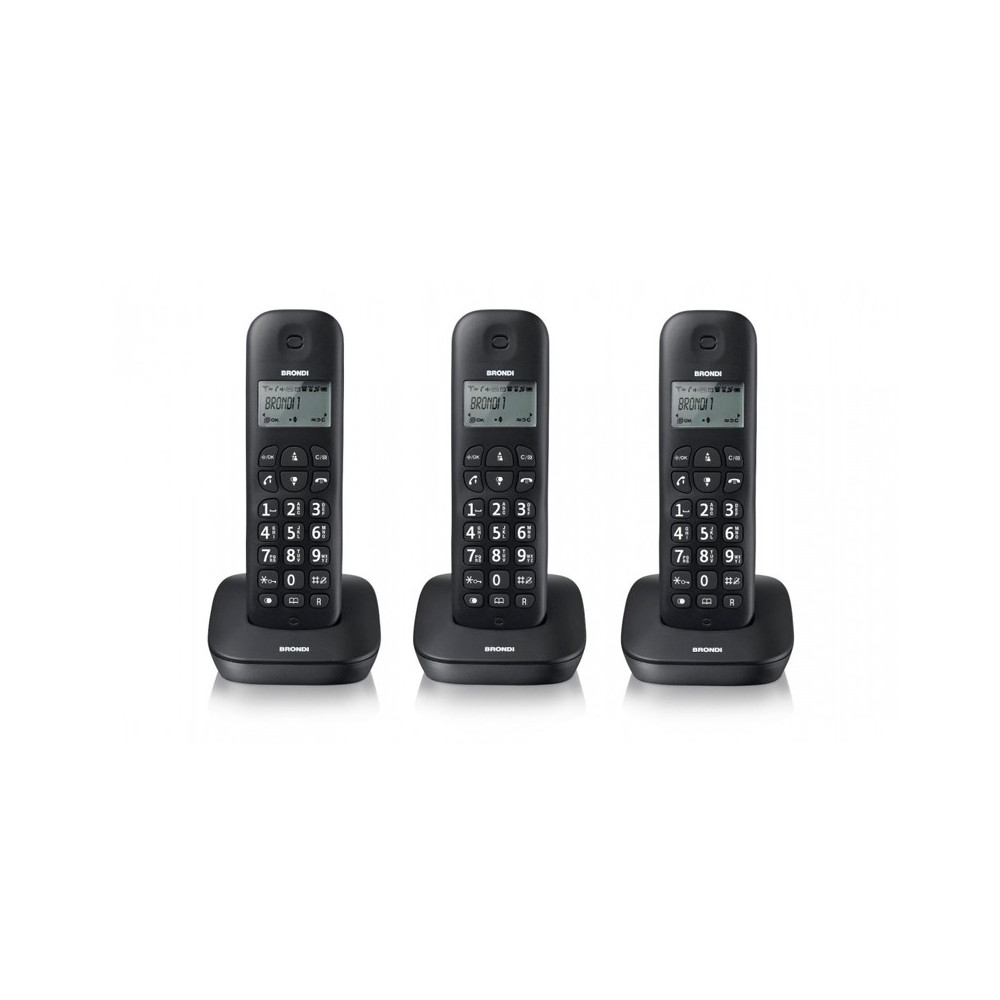 BRONDI GALA TRIO (NERO) - TELEFONO CORDLESS TRIPLO - ECO DECT - SVEGLIA