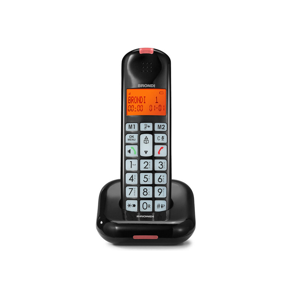 BRONDI BRAVO MOON (NERO) - TELEFONO CORDLESS - TASTI GRANDI - DECT - SUONERIE POLIFONICHE - VIVA VOCE