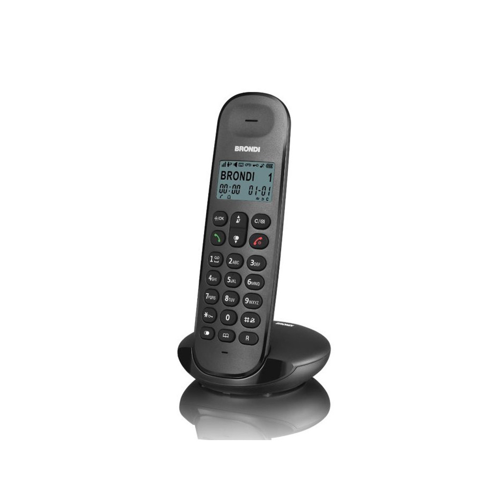 BRONDI LOTUS (NERO) - TELEFONO CORDLESS - ECO DECT - DECT GAP - SVEGLIA