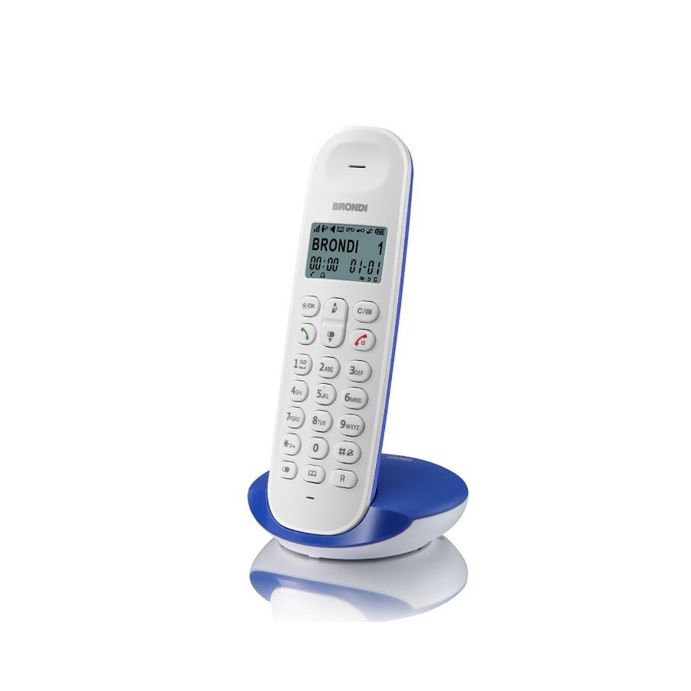 BRONDI LOTUS (BIANCO/BLUE) - TELEFONO CORDLESS - ECO DECT - DECT GAP - SVEGLIA