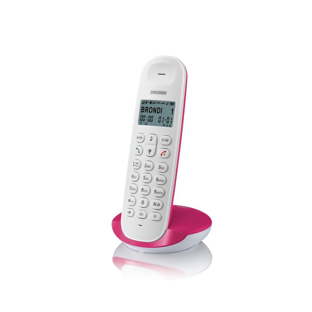 BRONDI LOTUS (BIANCO/MAGENTA) - TELEFONO CORDLESS - ECO DECT - DECT GAP - SVEGLIA