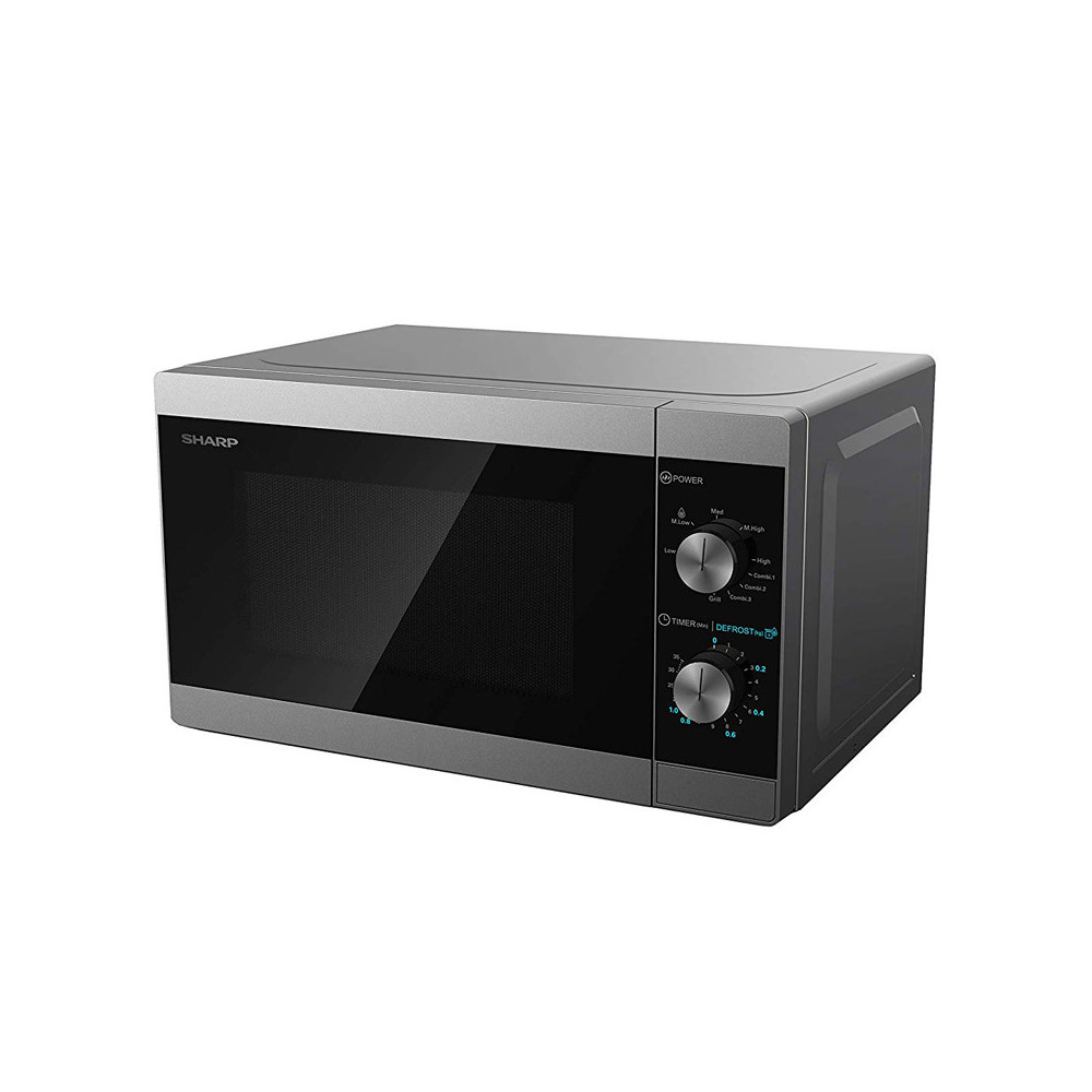 SHARP YC-MG01E-S - FORNO A MICROONDE 20L - 800W - CONTROLLO ANALOGICO - GRILL - 5 LIVELLI DI POTENZA - SILVER