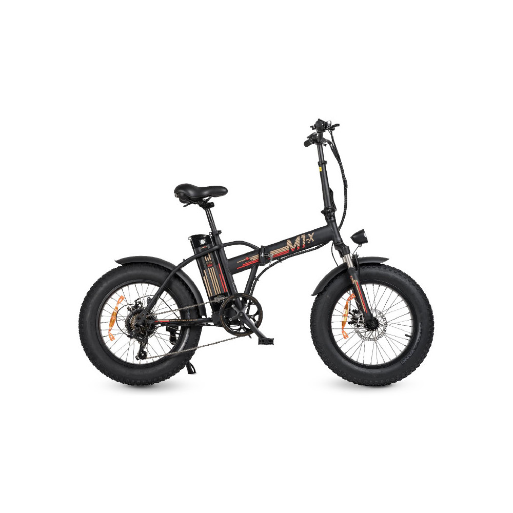 SMARTWAY M1X (BLACK) - BICICLETTA ELETTRICA PIEGHEVOLE - MOTORE 250W - RUOTE FAT 20 -  BATTERIA 10AH - AMMORTIZZATORI FRONTALI -