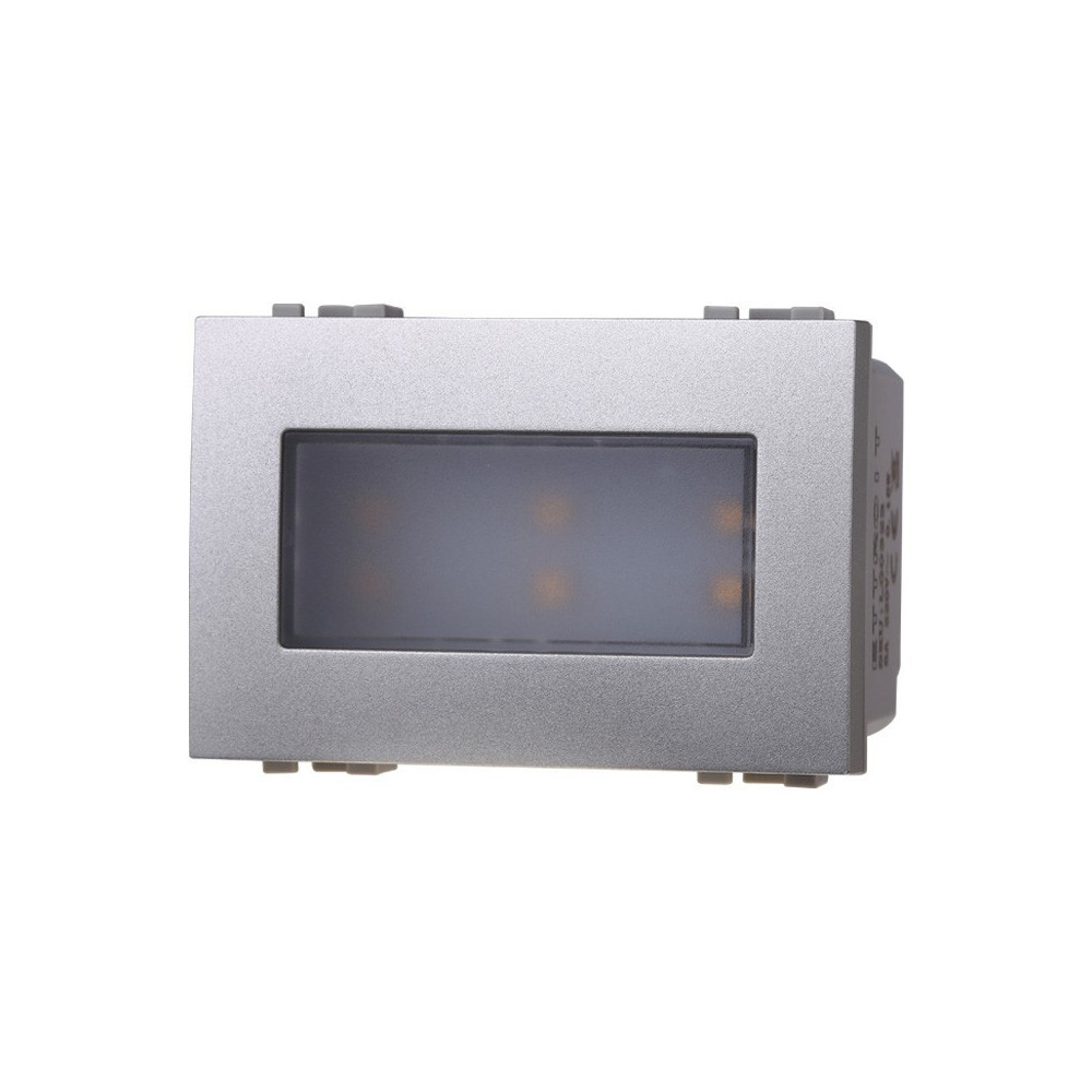 ETTROIT LAMPADA SEGNAPASSO 3 POSTI LED 220V ON/OFF 3000°K - SERIE SPACE - GRIGIO (LG0323) Compatibile BTicino Living