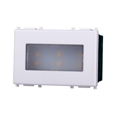 ETTROIT LAMPADA SEGNAPASSO 3 POSTI LED 220V ON/OFF 3000°K - SERIE STARLIGHT - BIANCO (EV0323) Compatibile Vimar Plana