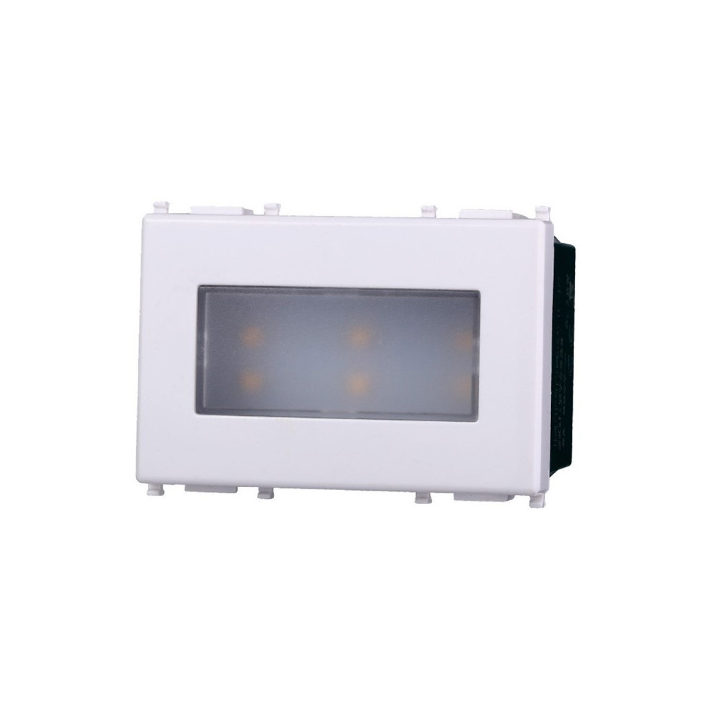 ETTROIT LAMPADA SEGNAPASSO 3 POSTI LED 220V ON/OFF 3000°K - SERIE STARLIGHT - BIANCO (EV0323) Compatibile Vimar Plana