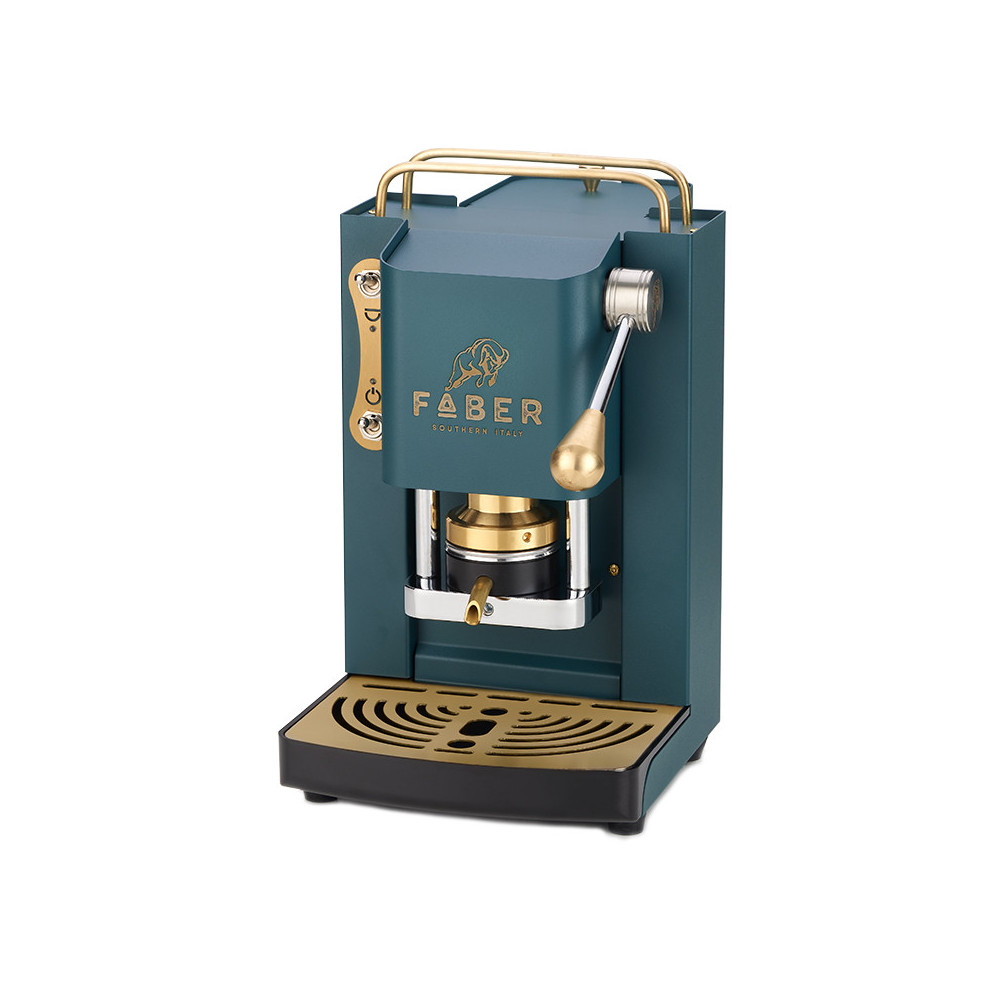 FABER PRO DELUXE - MACCHINA PER CAFFE'' CON PRESSACIALDA IN OTTONE - TELAIO INTERAMENTE IN ACCIAIO VERDE INGLESE OPACO