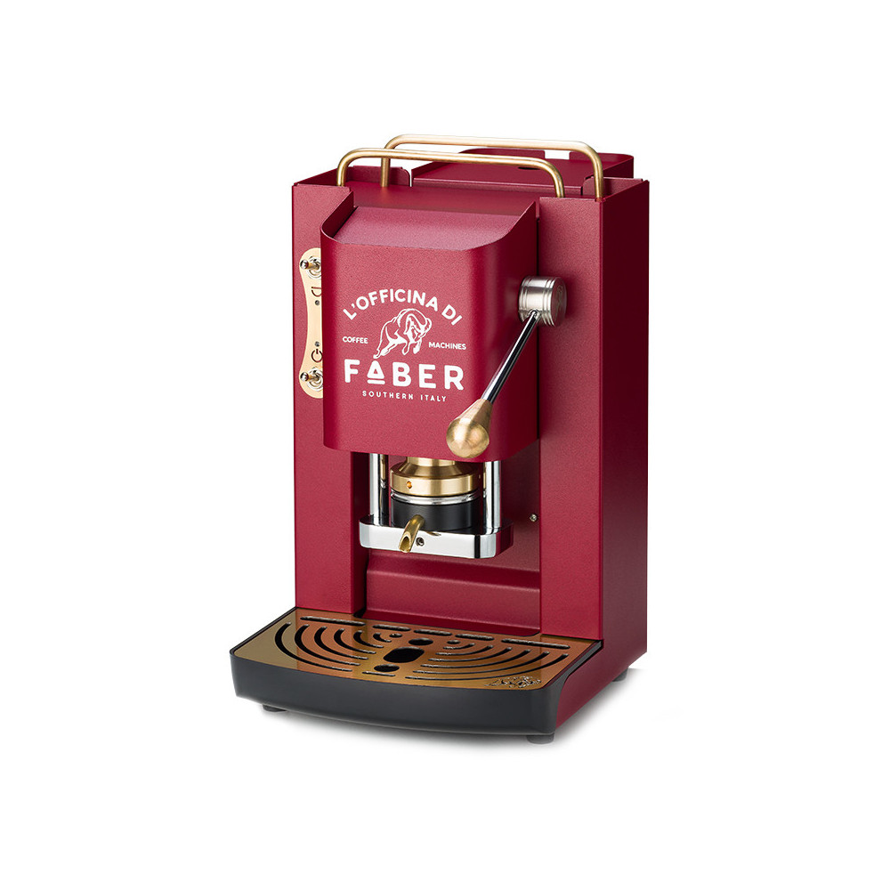 FABER PRO DELUXE - MACCHINA PER CAFFE'' CON PRESSACIALDA IN OTTONE - TELAIO INTERAMENTE IN ACCIAIO ROSSO CILIEGIA OPACO