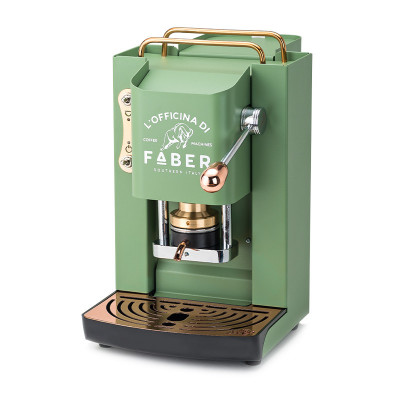 FABER PRO DELUXE - MACCHINA PER CAFFE'' CON PRESSACIALDA IN OTTONE - TELAIO INTERAMENTE IN ACCIAIO VERDE ACIDO OPACO