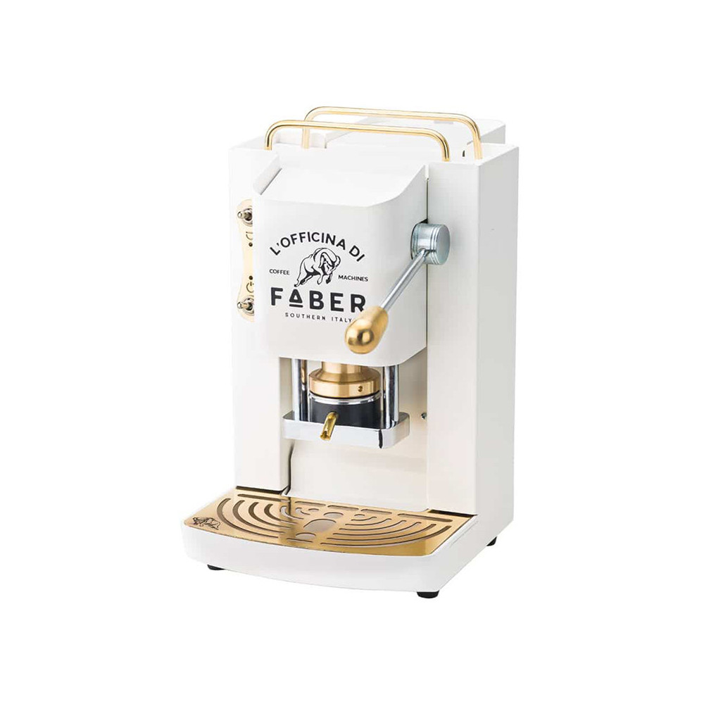 FABER PRO DELUXE - MACCHINA PER CAFFE'' CON PRESSACIALDA IN OTTONE - TELAIO INTERAMENTE IN ACCIAIO BIANCO OPACO