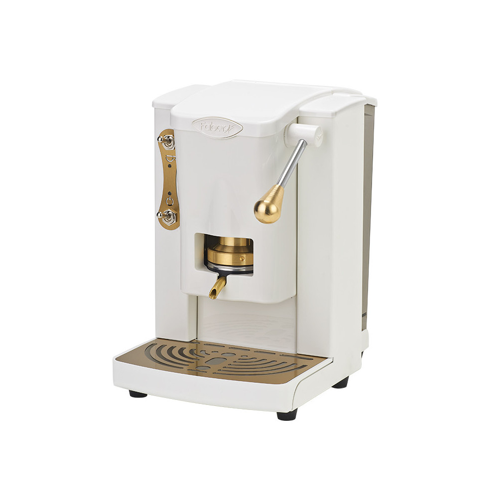 FABER PICCOLA SLOT BRASS EDITION - MACCHINA PER CAFFE'' CON PRESSACIALDA IN OTTONE - TELAIO IN METALLO CON ELEMENTI DORATI BIANC