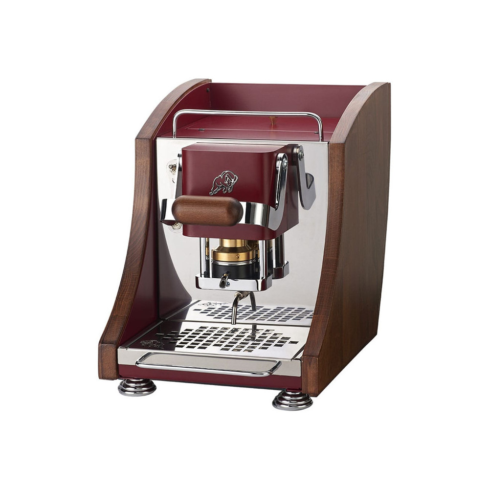 FABER AGENTA MINI - MACCHINA PER CAFFE''  - PRESSACIALDA IN OTTONE - TELAIO IN METALLO CHERRY RED E LATERALI IN LEGNO