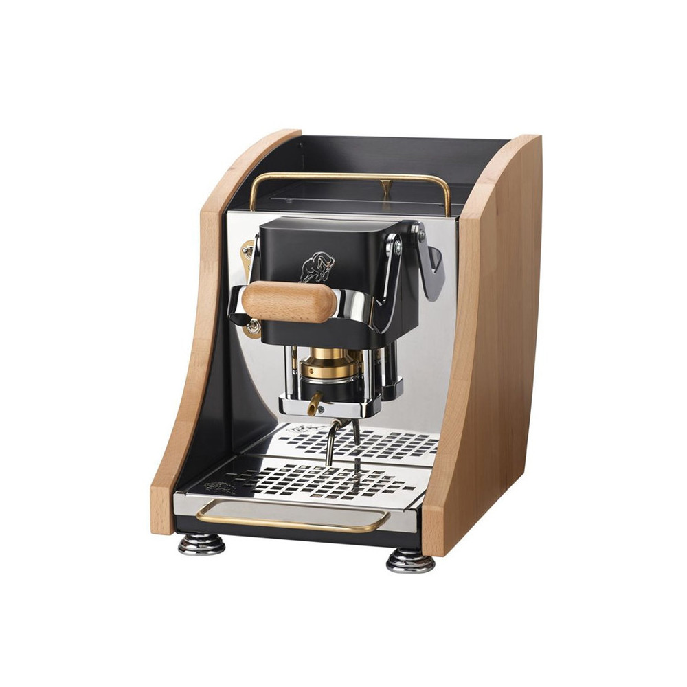 FABER AGENTA MINI - MACCHINA PER CAFFE''  - PRESSACIALDA IN OTTONE - TELAIO IN METALLO NERO E LATERALI IN LEGNO