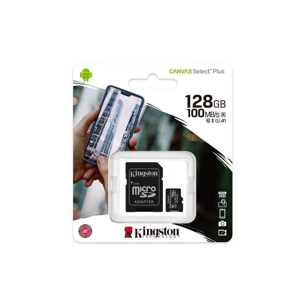 KINGSTON CANVAS SELECT PLUS 128GB (SDCS2/128GB) - MICRO SD 128GB + ADATTATORE SD