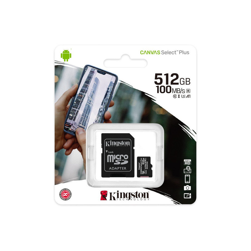 KINGSTON CANVAS SELECT PLUS 512GB (SDCS2/512GB) - MICRO SD 512GB + ADATTATORE SD