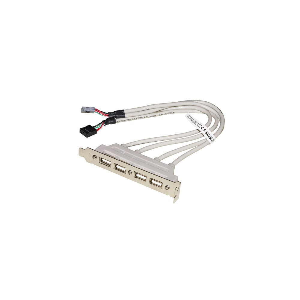 PIASTRINA LINK CON 4 CONNETTORI USB 2.0 TIPO A ESTERNI - CONNETTORE ALLA PIASTRA MADRE 2X10 PIN 254 MM