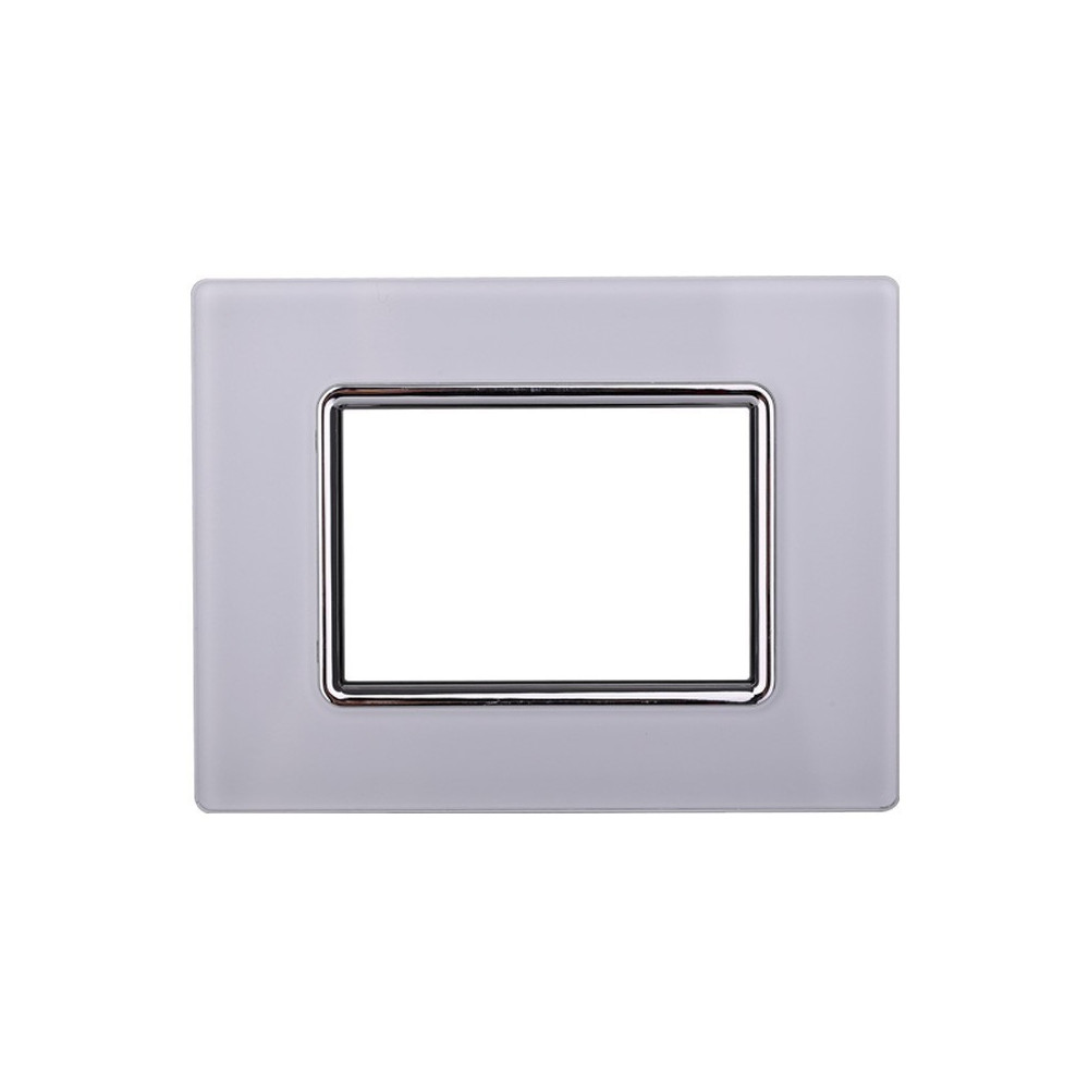 ETTROIT PLACCA IN VETRO 3 MODULI - SERIE SPACE - BIANCO (LN84301) Compatibile BTicino Living