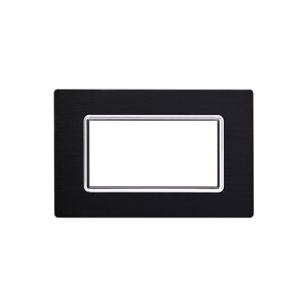 ETTROIT PLACCA IN ALLUMINIO 4 MODULI - SERIE SPACE - NERO (LN86402) Compatibile BTicino Living