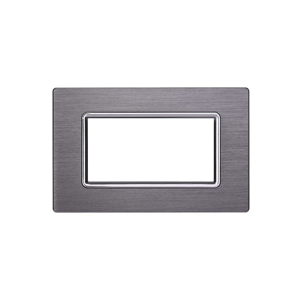 ETTROIT PLACCA IN ALLUMINIO 4 MODULI - SERIE SPACE - TITANIUM (LN86406) Compatibile BTicino Living