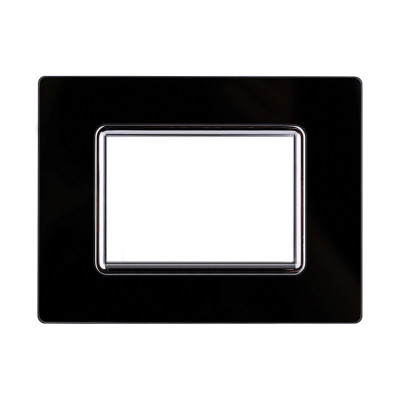 ETTROIT PLACCA IN VETRO 3 MODULI - SERIE SPACE - NERO (LN84302) Compatibile BTicino Living