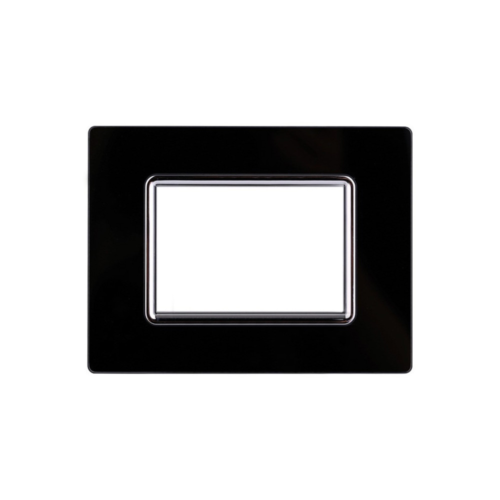 ETTROIT PLACCA IN VETRO 3 MODULI - SERIE SPACE - NERO (LN84302) Compatibile BTicino Living