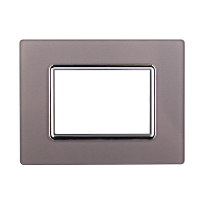 ETTROIT PLACCA IN VETRO 3 MODULI - SERIE SPACE - SILVER (LN84306) Compatibile BTicino Living