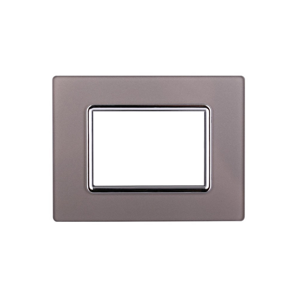 ETTROIT PLACCA IN VETRO 3 MODULI - SERIE SPACE - SILVER (LN84306) Compatibile BTicino Living