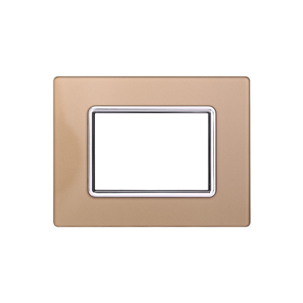 ETTROIT PLACCA IN VETRO 3 MODULI - SERIE SPACE - ORO (LN84311) Compatibile BTicino Living