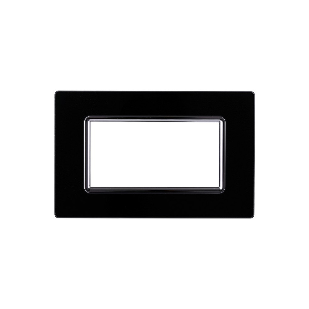 ETTROIT PLACCA IN VETRO 4 MODULI - SERIE SPACE - NERO (LN84402) Compatibile BTicino Living