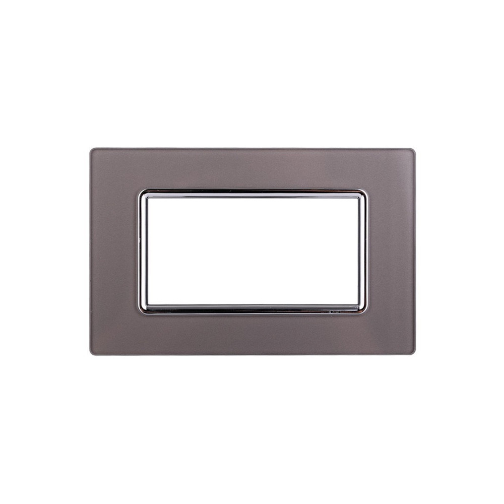 ETTROIT PLACCA IN VETRO 4 MODULI - SERIE SPACE - SILVER (LN84406) Compatibile BTicino Living