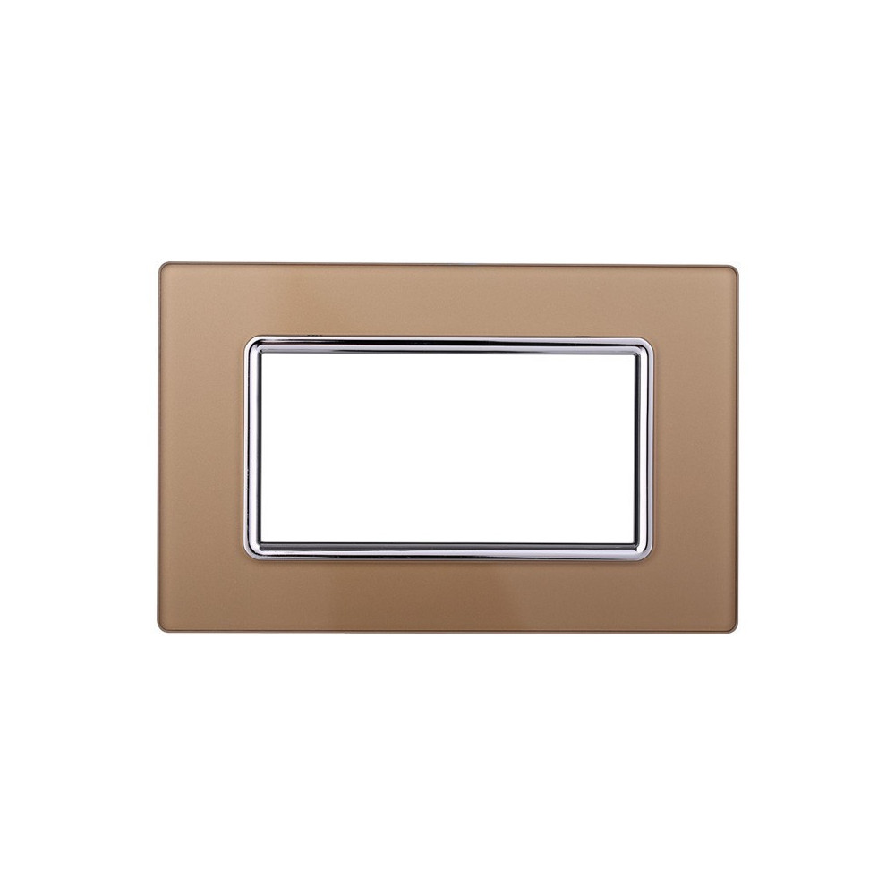 ETTROIT PLACCA IN VETRO 4 MODULI - SERIE SPACE - ORO (LN84411) Compatibile BTicino Living