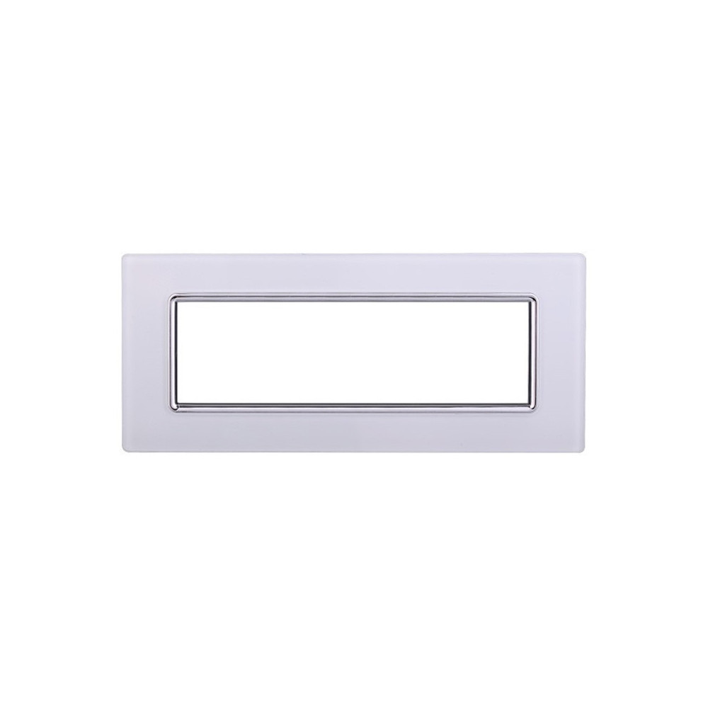 ETTROIT PLACCA IN VETRO 7 MODULI - SERIE SPACE - BIANCO (LN84701) Compatibile BTicino Living