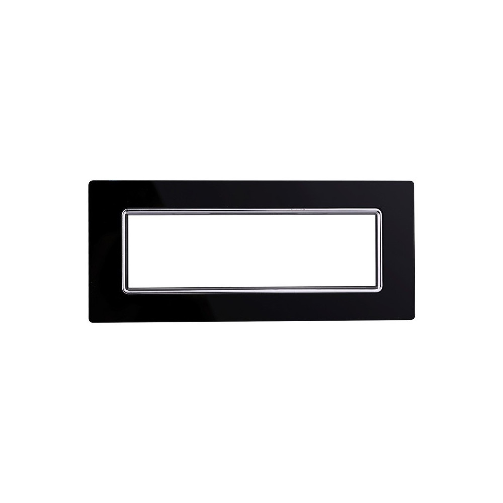 ETTROIT PLACCA IN VETRO 7 MODULI - SERIE SPACE - NERO (LN84702) Compatibile BTicino Living