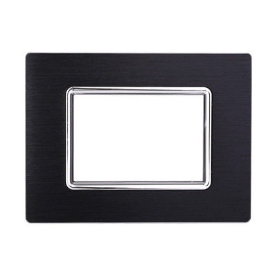 ETTROIT PLACCA IN ALLUMINIO 3 MODULI - SERIE SPACE - NERO (LN86302)